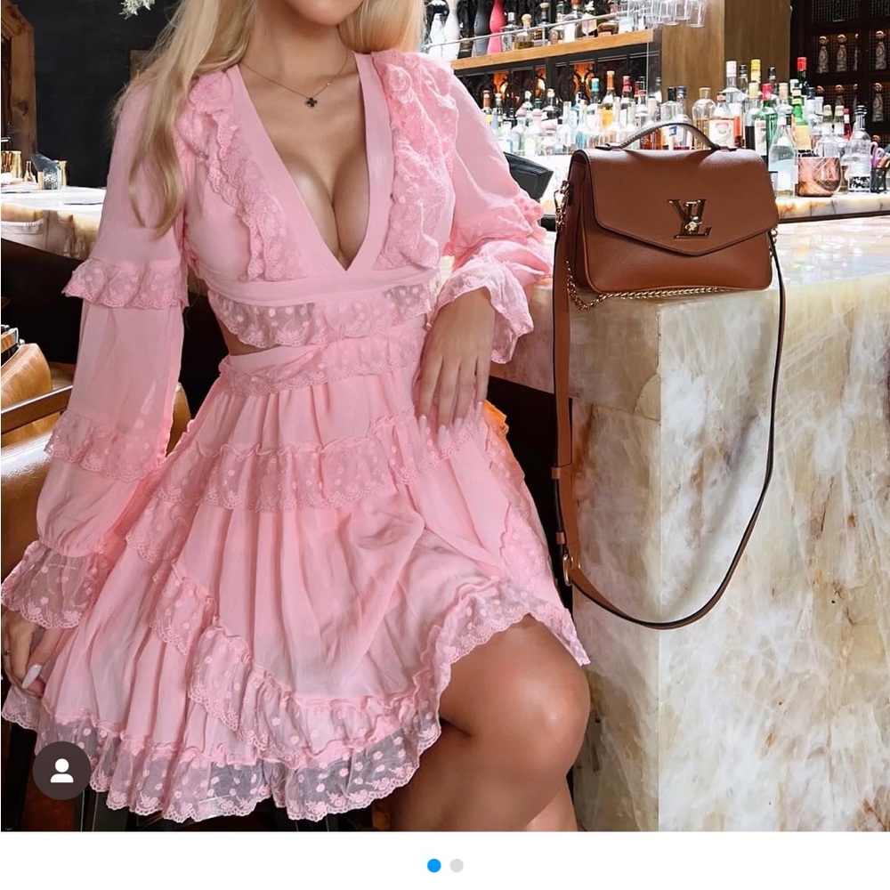 L’atiste by Amy Ruffled Lined Lace-up Dress, Trendy and Stylish